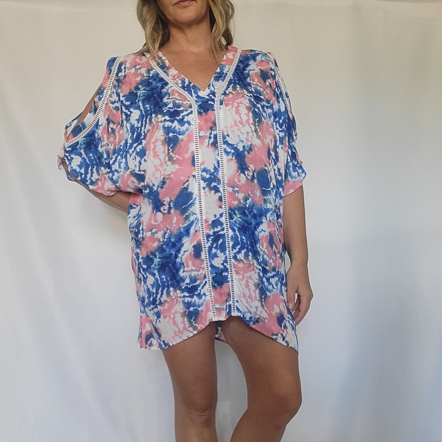 Tye Dye Blue, Pink, White Swim Cover