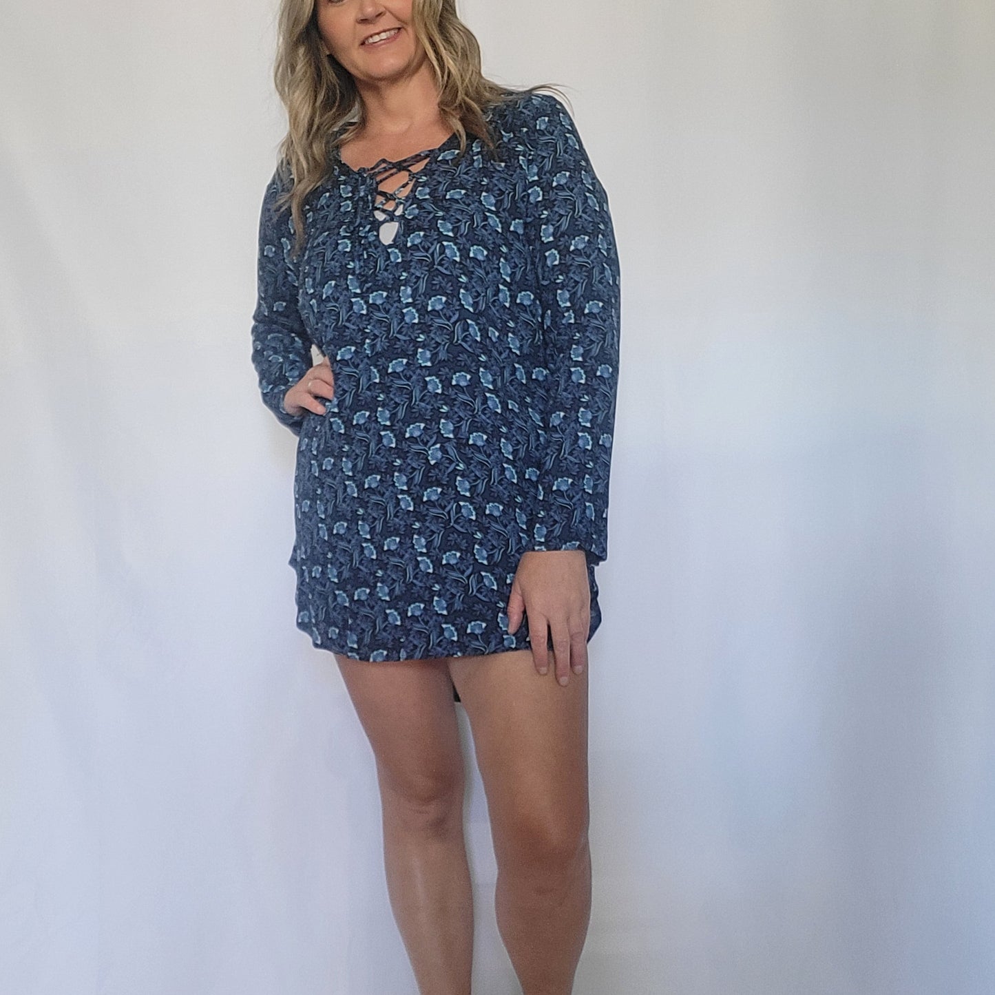 Blue Floral Swim Cover