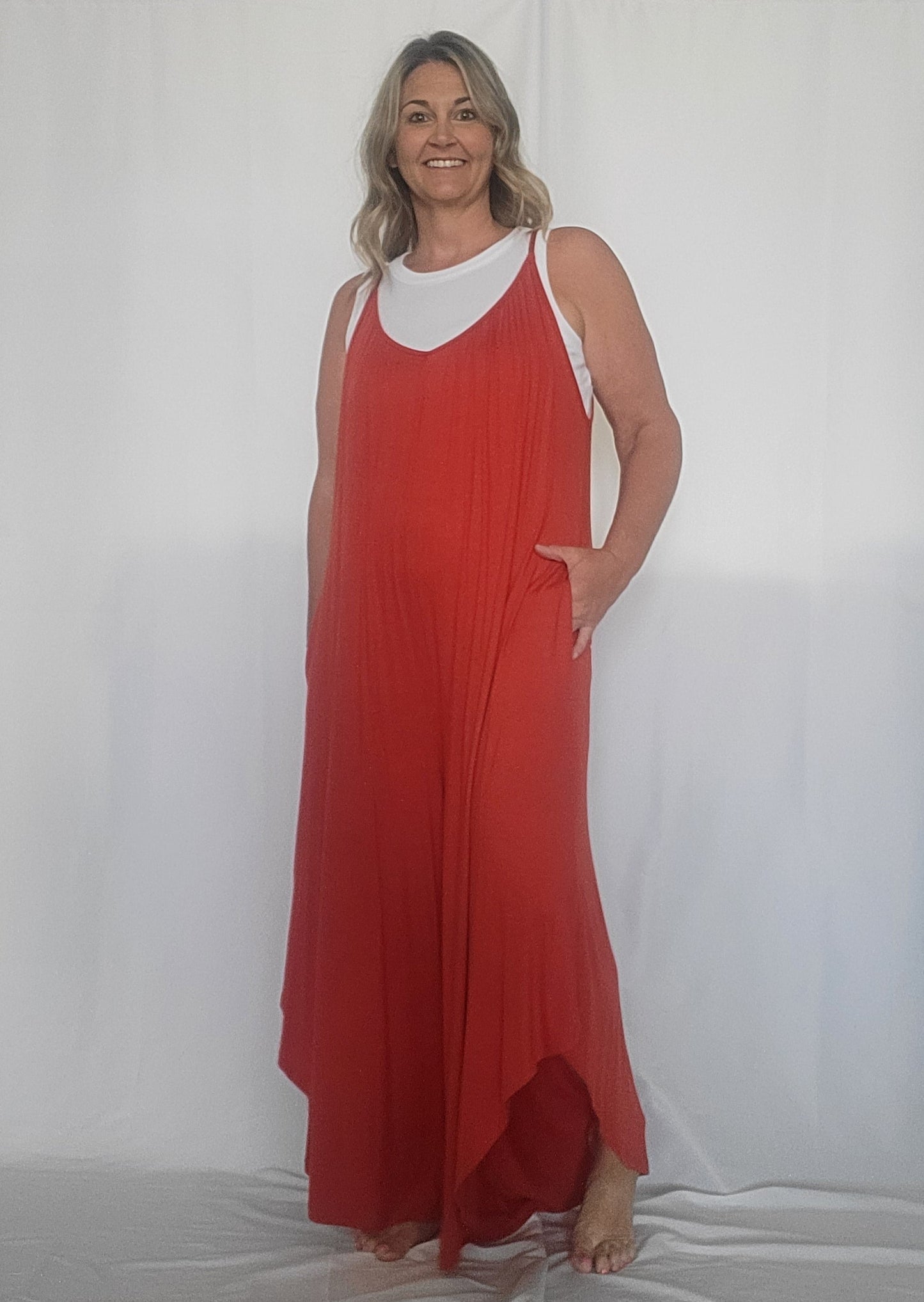 Curvy Spaghetti Strap Rust Romper