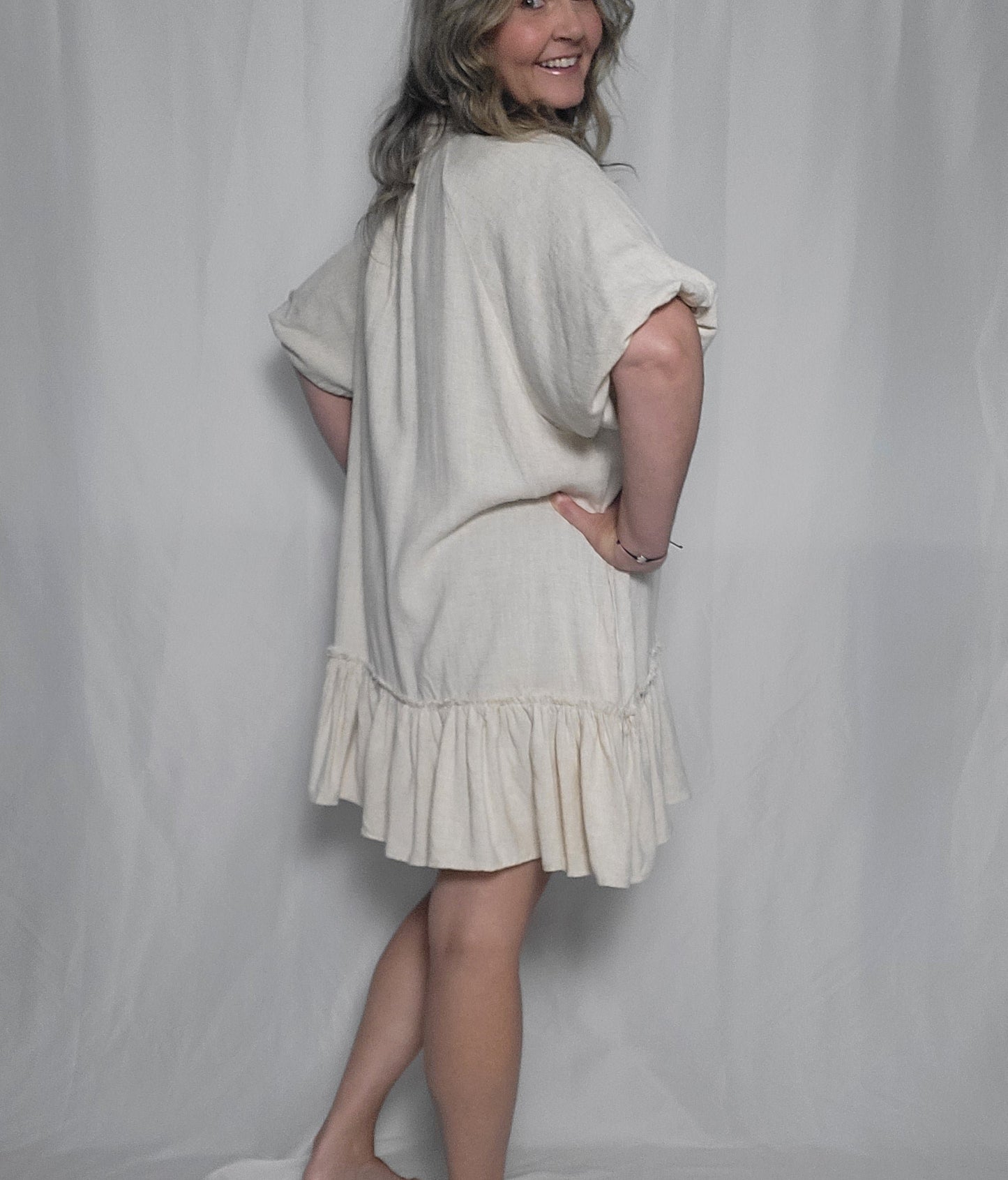 Oatmeal Button Up Dress