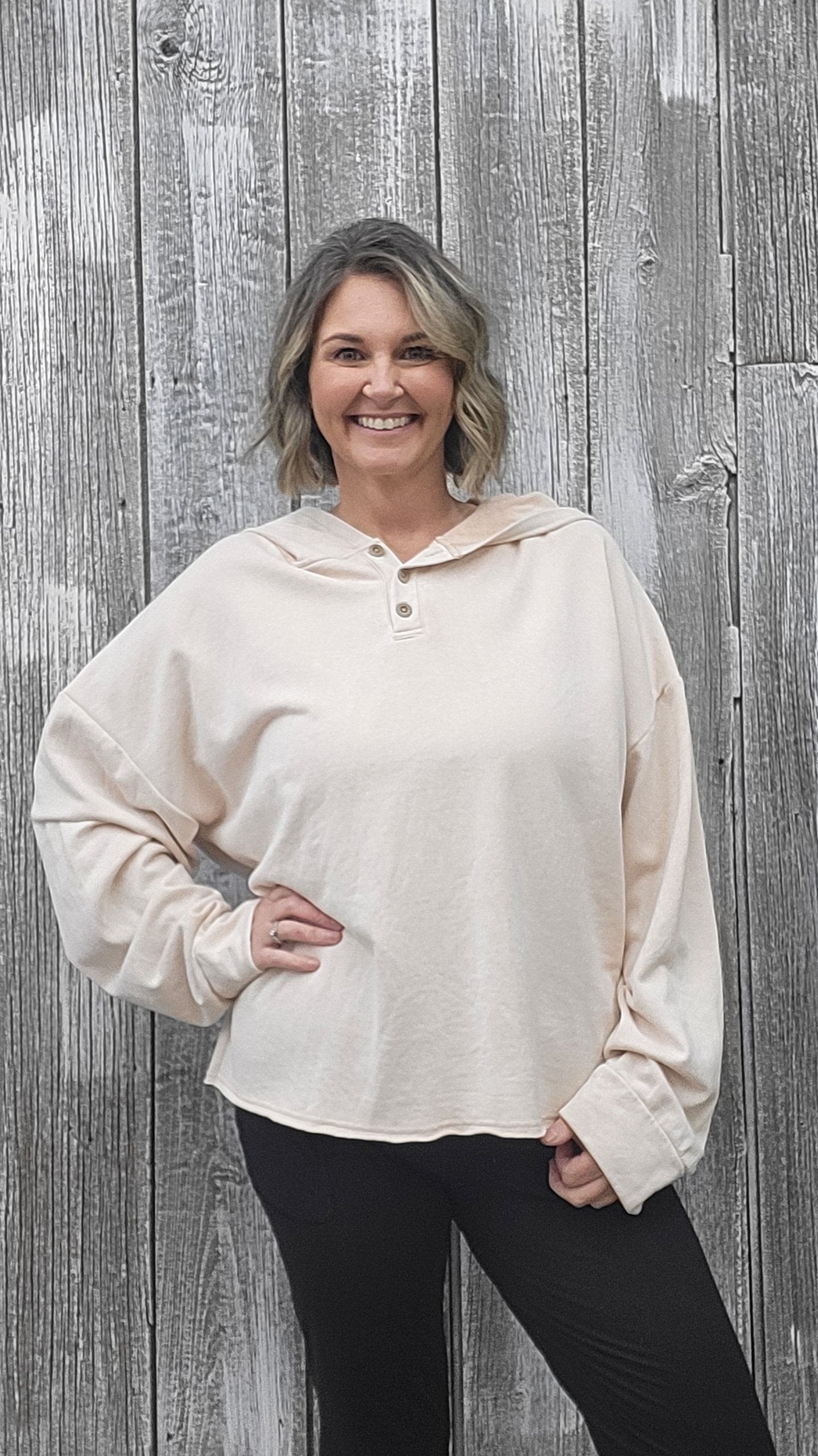 Blush Hoodie with Buttons