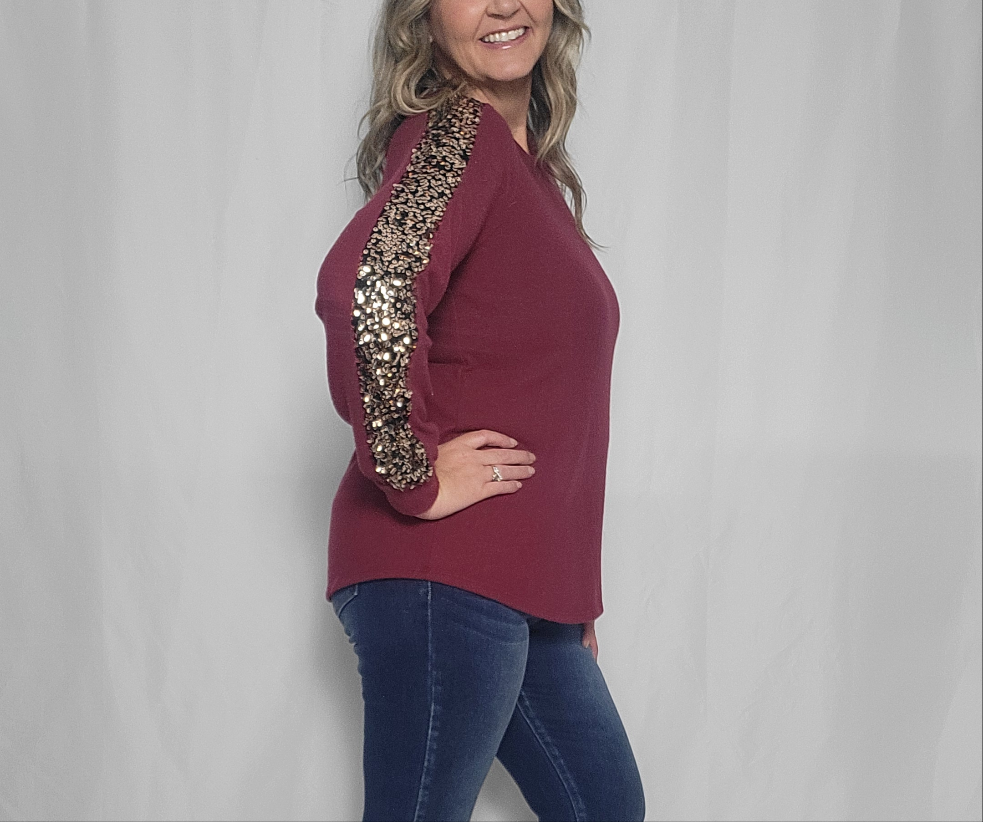 Maroon Sparkle Long Sleeve Shirt