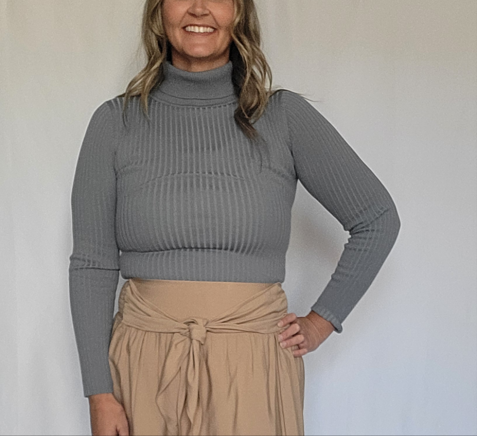 Ribbed Gray Sweater Bodysuit