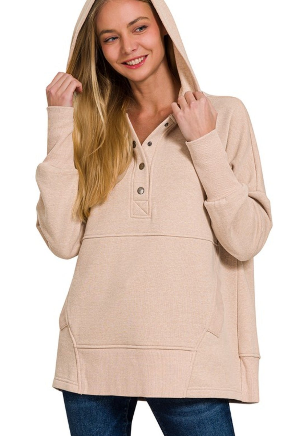 Laid-Back Henley Hoodie