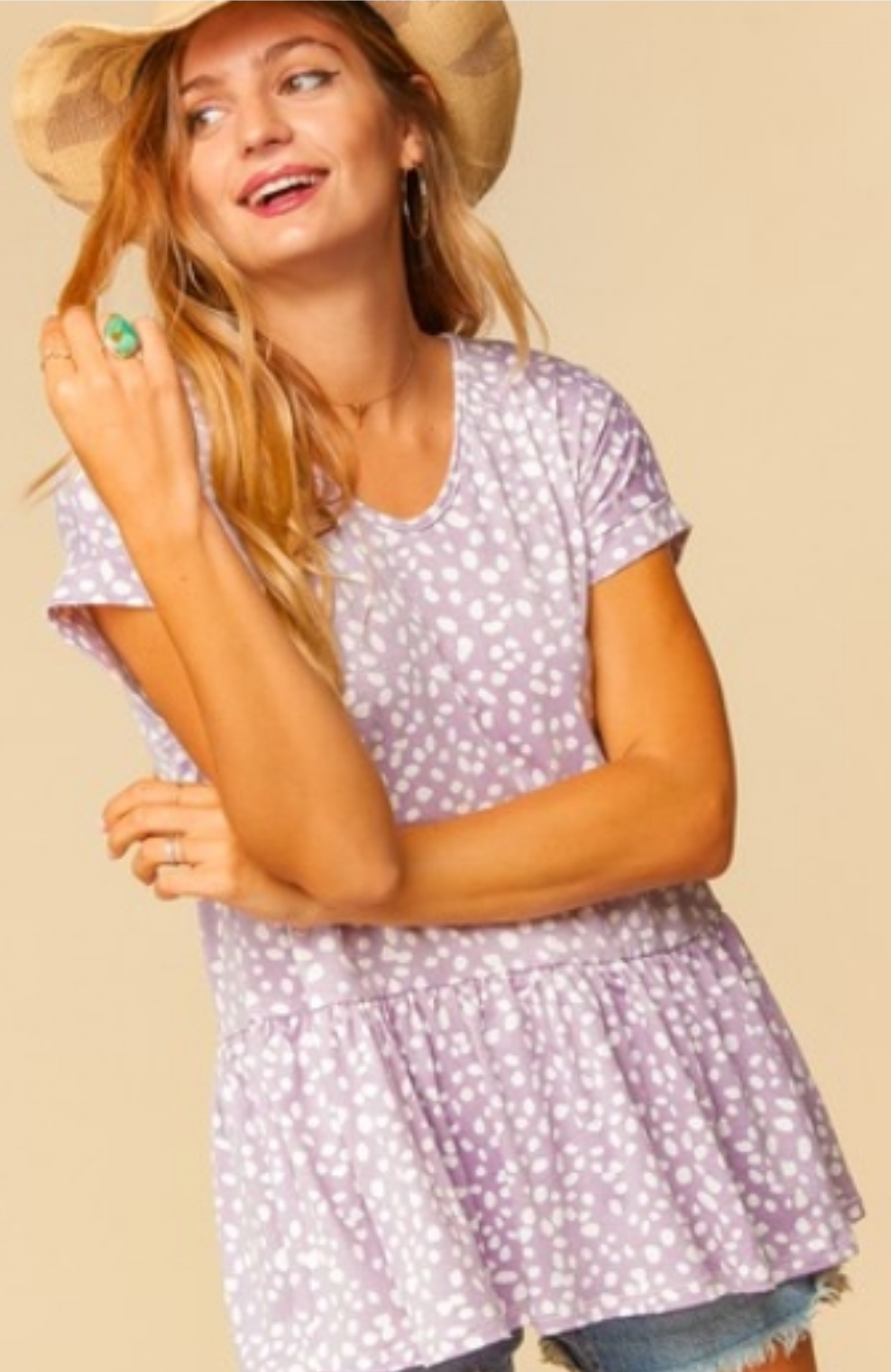 Dottie Lavender Babydoll Peplum Top