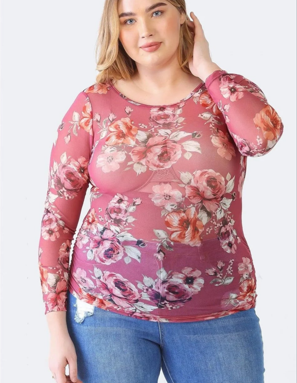 Floral Whispers Mesh Top