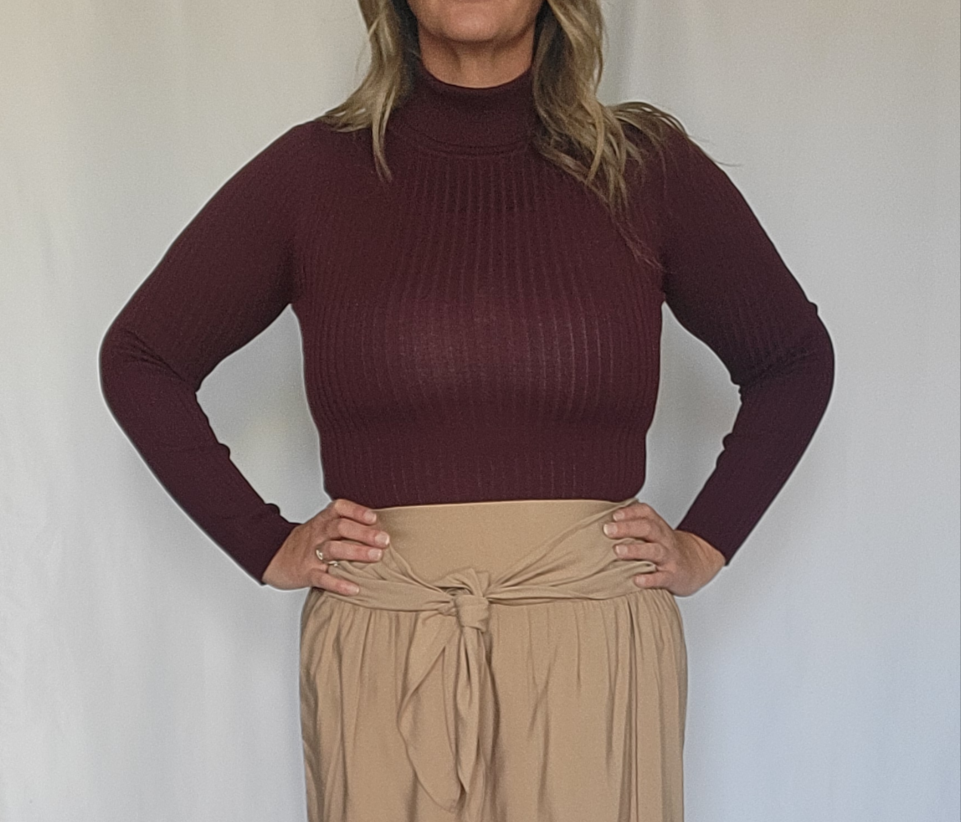 Ribbed Maroon Sweater Bodysuit