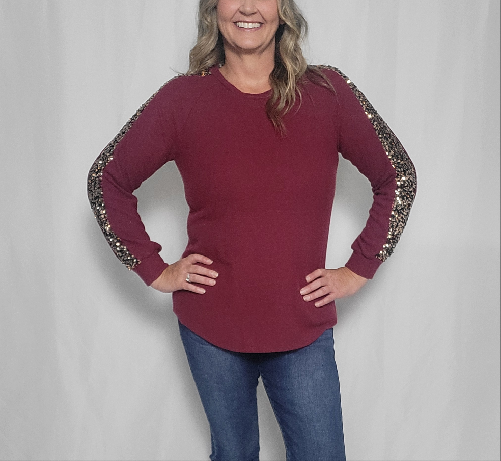Maroon Sparkle Long Sleeve Shirt