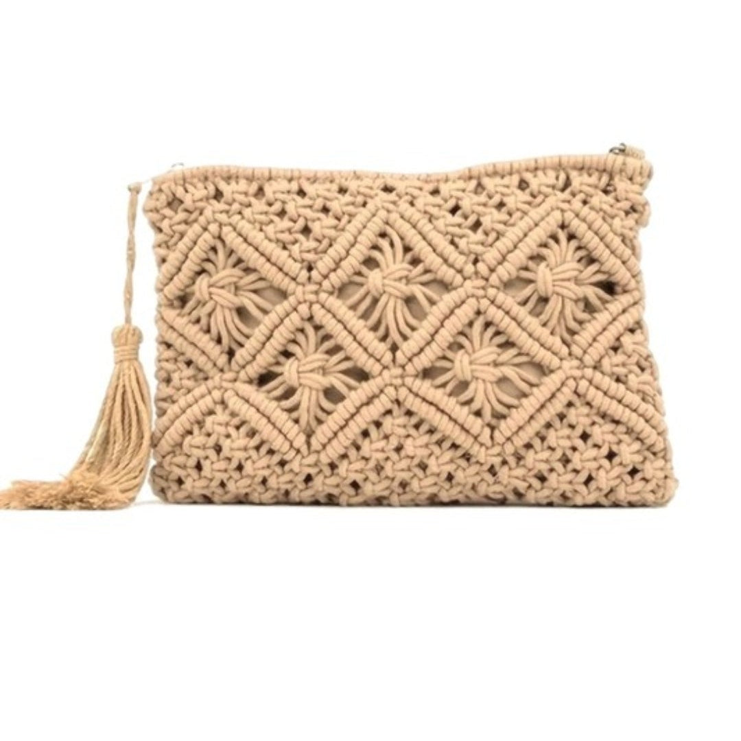 Woven Boho Mocha Clutch