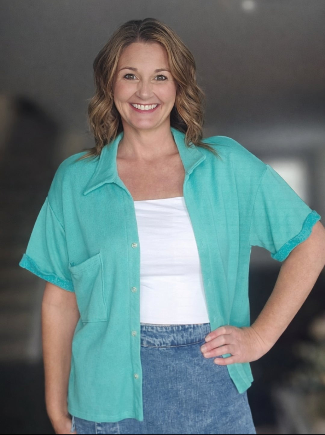 Sophia Turquoise Knit Top