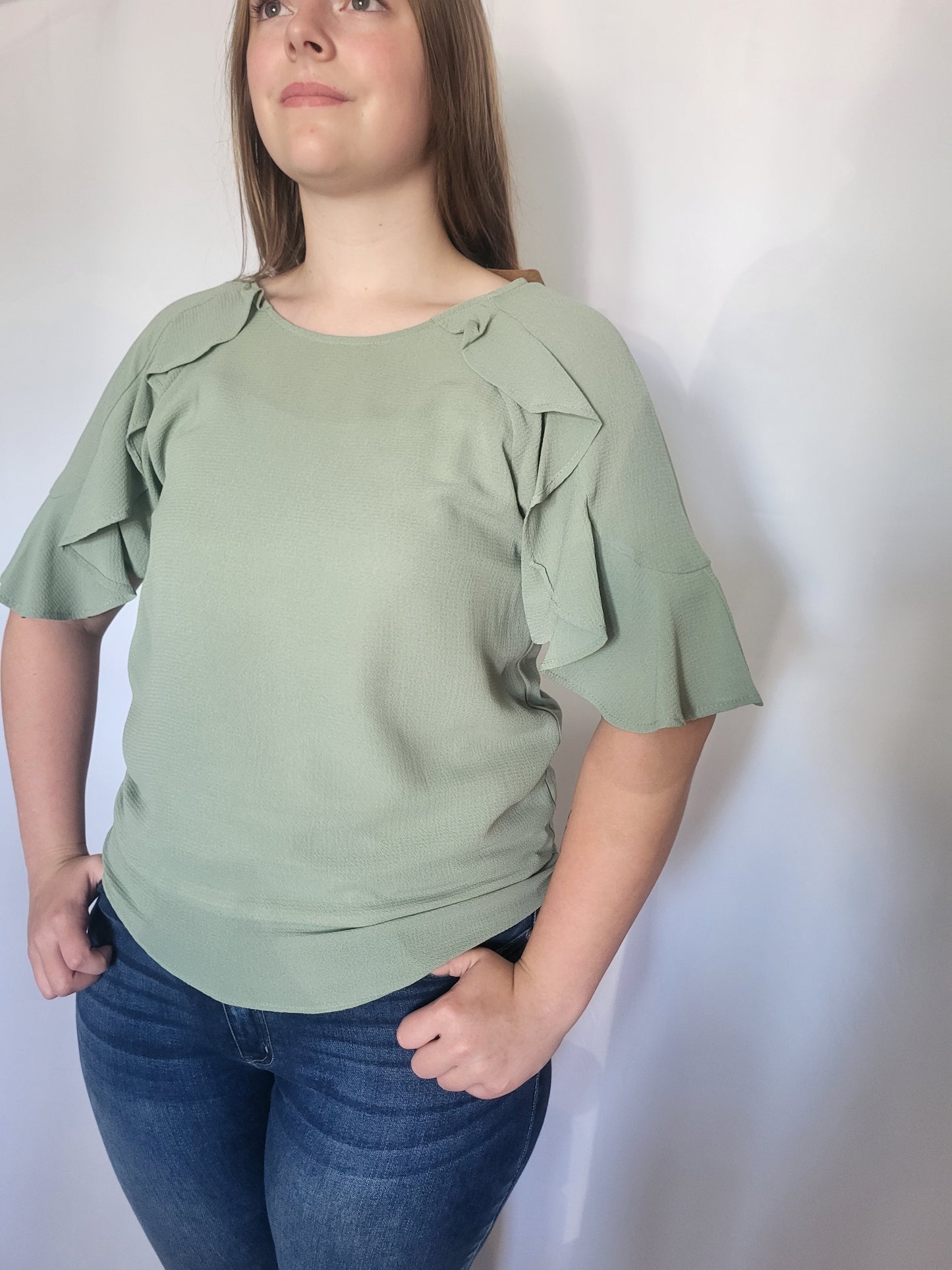 Green Ruffle Shirt