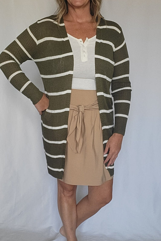 Olive Stripe Cardigan