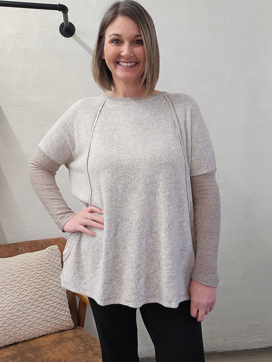 Cherish Taupe Tunic Top