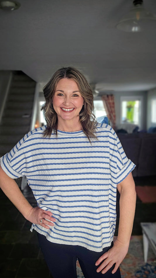 Demi Stripe Round Neck Box Tee