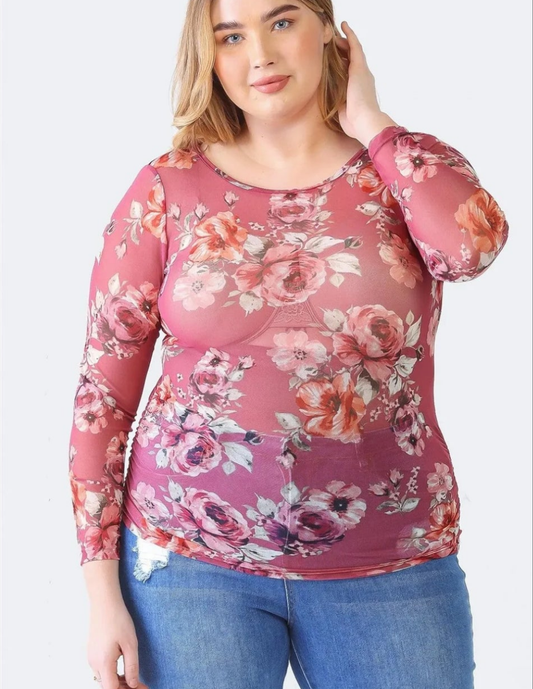 Floral Whispers Mesh Top
