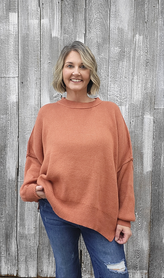 Burnt Orange Oversized Sweater