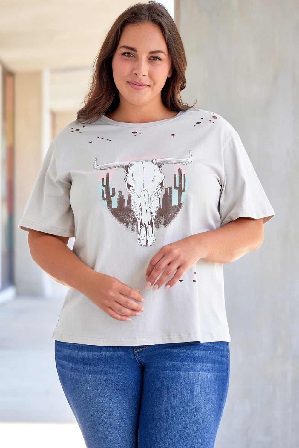 Western distressed steer t-shirt