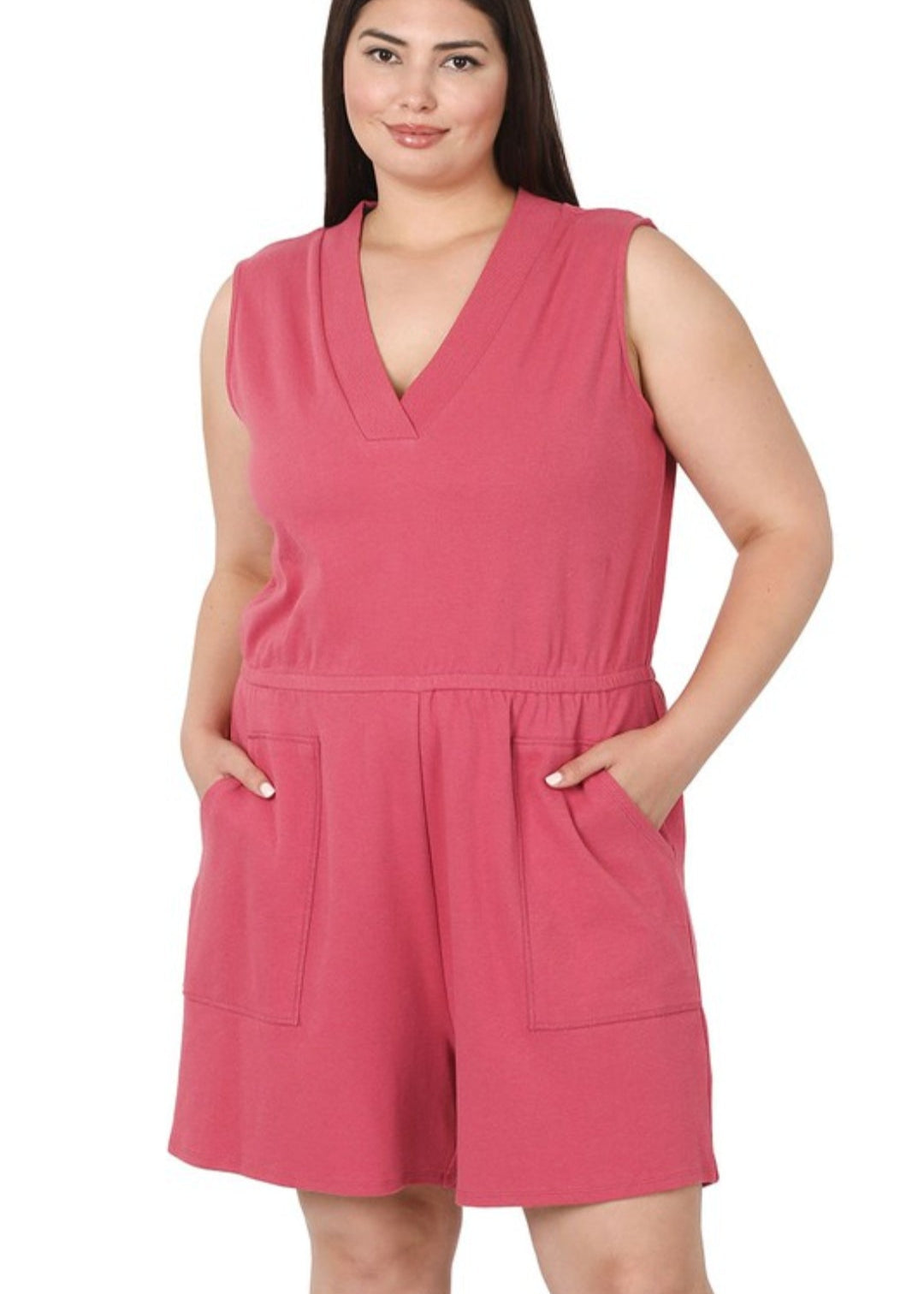 Rosie Sleeveless Romper With Pockets